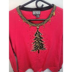 Berek XL Ugly Christmas Sweater Holiday Charm Embellished Knit‎ Top